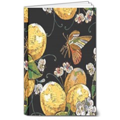 Embroidery-blossoming-lemons-butterfly-seamless-pattern 8  X 10  Hardcover Notebook by uniart180623