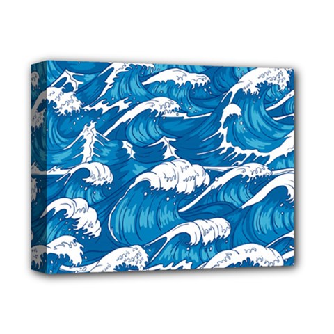 Storm-waves-seamless-pattern-raging-ocean-water-sea-wave-vintage-japanese-storms-print-illustration- Deluxe Canvas 14  X 11  (stretched) by uniart180623