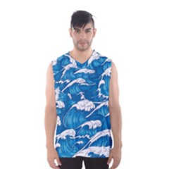 Storm-waves-seamless-pattern-raging-ocean-water-sea-wave-vintage-japanese-storms-print-illustration- Men s Basketball Tank Top by uniart180623