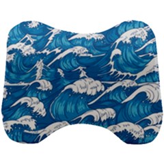 Storm-waves-seamless-pattern-raging-ocean-water-sea-wave-vintage-japanese-storms-print-illustration- Head Support Cushion by uniart180623