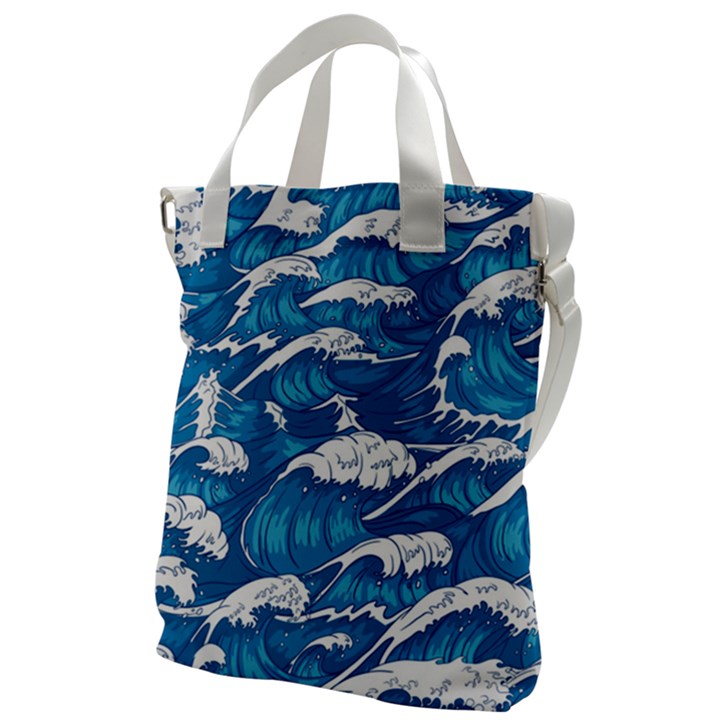 Storm-waves-seamless-pattern-raging-ocean-water-sea-wave-vintage-japanese-storms-print-illustration- Canvas Messenger Bag