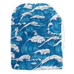 Storm-waves-seamless-pattern-raging-ocean-water-sea-wave-vintage-japanese-storms-print-illustration- Drawstring Pouch (3xl) by uniart180623