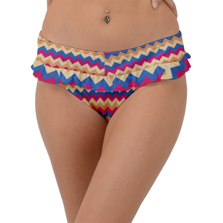 Zigzag-pattern-seamless-zig-zag-background-color Frill Bikini Bottoms