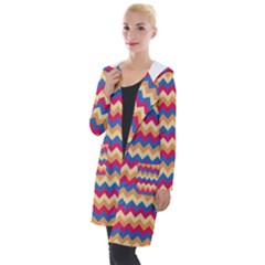 Zigzag-pattern-seamless-zig-zag-background-color Hooded Pocket Cardigan by uniart180623