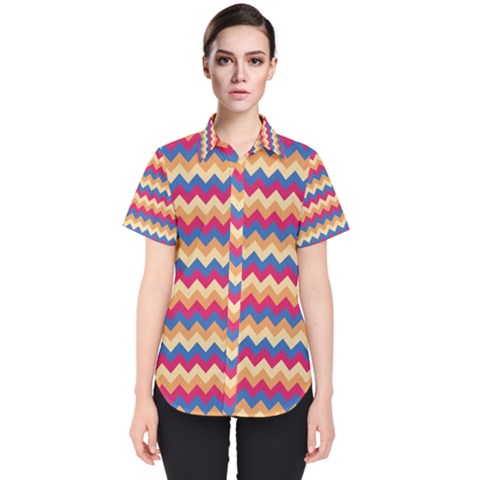 Zigzag-pattern-seamless-zig-zag-background-color Women s Short Sleeve Shirt by uniart180623