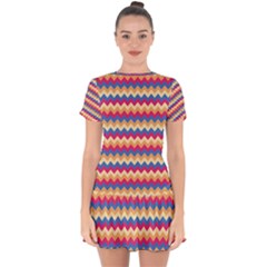 Zigzag-pattern-seamless-zig-zag-background-color Drop Hem Mini Chiffon Dress by uniart180623