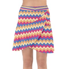 Zigzag-pattern-seamless-zig-zag-background-color Wrap Front Skirt by uniart180623