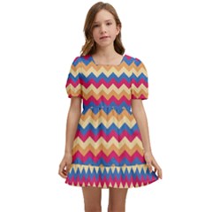 Zigzag-pattern-seamless-zig-zag-background-color Kids  Short Sleeve Dolly Dress by uniart180623