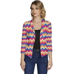 Zigzag-pattern-seamless-zig-zag-background-color Women s Casual 3/4 Sleeve Spring Jacket