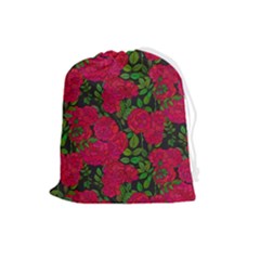 Seamless-pattern-with-colorful-bush-roses Drawstring Pouch (large) by uniart180623