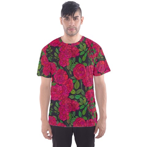 Seamless-pattern-with-colorful-bush-roses Men s Sport Mesh Tee by uniart180623