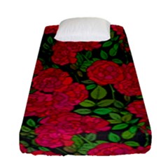 Seamless-pattern-with-colorful-bush-roses Fitted Sheet (single Size)