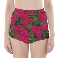 Seamless-pattern-with-colorful-bush-roses High-waisted Bikini Bottoms by uniart180623