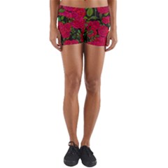 Seamless-pattern-with-colorful-bush-roses Yoga Shorts by uniart180623