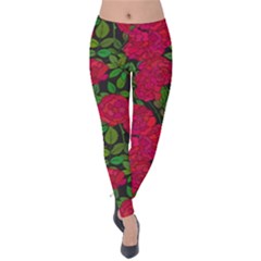 Seamless-pattern-with-colorful-bush-roses Velvet Leggings by uniart180623