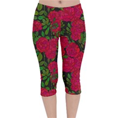 Seamless-pattern-with-colorful-bush-roses Velvet Capri Leggings  by uniart180623