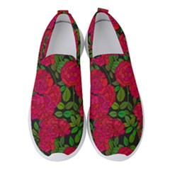 Seamless-pattern-with-colorful-bush-roses Women s Slip On Sneakers