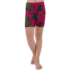 Seamless-pattern-with-colorful-bush-roses Kids  Lightweight Velour Capri Yoga Leggings by uniart180623