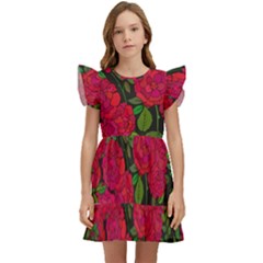 Seamless-pattern-with-colorful-bush-roses Kids  Winged Sleeve Dress by uniart180623