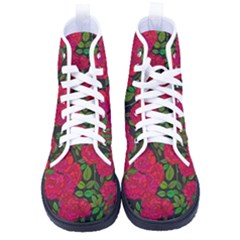 Seamless-pattern-with-colorful-bush-roses Men s High-top Canvas Sneakers