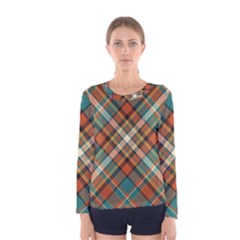 Tartan-scotland-seamless-plaid-pattern-vector-retro-background-fabric-vintage-check-color-square-geo Women s Long Sleeve Tee