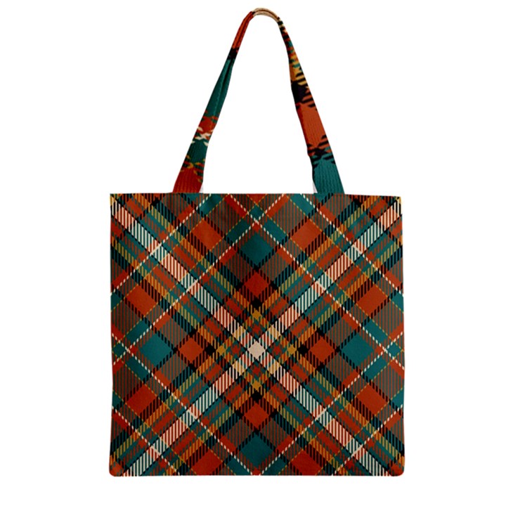 Tartan-scotland-seamless-plaid-pattern-vector-retro-background-fabric-vintage-check-color-square-geo Zipper Grocery Tote Bag