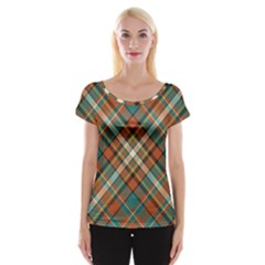 Tartan-scotland-seamless-plaid-pattern-vector-retro-background-fabric-vintage-check-color-square-geo Cap Sleeve Top by uniart180623