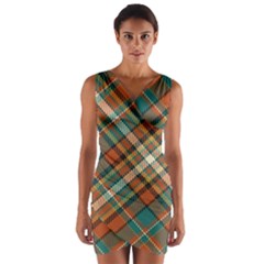 Tartan-scotland-seamless-plaid-pattern-vector-retro-background-fabric-vintage-check-color-square-geo Wrap Front Bodycon Dress by uniart180623