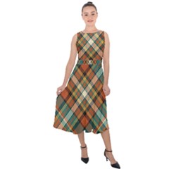 Tartan-scotland-seamless-plaid-pattern-vector-retro-background-fabric-vintage-check-color-square-geo Midi Tie-back Chiffon Dress by uniart180623