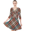 Tartan-scotland-seamless-plaid-pattern-vector-retro-background-fabric-vintage-check-color-square-geo Quarter Sleeve Front Wrap Dress View1