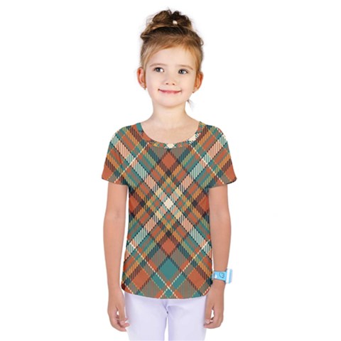 Tartan-scotland-seamless-plaid-pattern-vector-retro-background-fabric-vintage-check-color-square-geo Kids  One Piece Tee by uniart180623