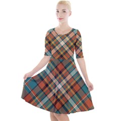 Tartan-scotland-seamless-plaid-pattern-vector-retro-background-fabric-vintage-check-color-square-geo Quarter Sleeve A-line Dress by uniart180623