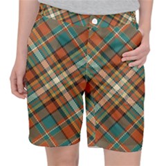 Tartan-scotland-seamless-plaid-pattern-vector-retro-background-fabric-vintage-check-color-square-geo Women s Pocket Shorts by uniart180623