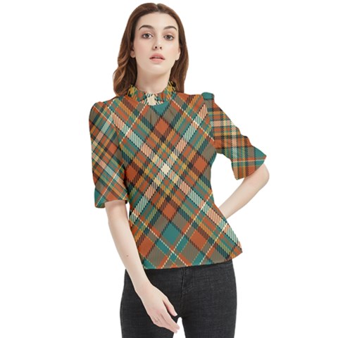 Tartan-scotland-seamless-plaid-pattern-vector-retro-background-fabric-vintage-check-color-square-geo Frill Neck Blouse by uniart180623