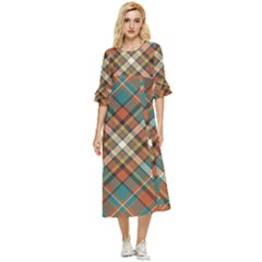 Tartan-scotland-seamless-plaid-pattern-vector-retro-background-fabric-vintage-check-color-square-geo Double Cuff Midi Dress by uniart180623