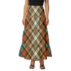 Tartan-scotland-seamless-plaid-pattern-vector-retro-background-fabric-vintage-check-color-square-geo Tiered Ruffle Maxi Skirt by uniart180623