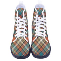 Tartan-scotland-seamless-plaid-pattern-vector-retro-background-fabric-vintage-check-color-square-geo Women s High-top Canvas Sneakers by uniart180623