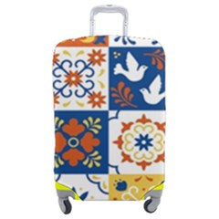 Mexican-talavera-pattern-ceramic-tiles-with-flower-leaves-bird-ornaments-traditional-majolica-style- Luggage Cover (medium) by uniart180623