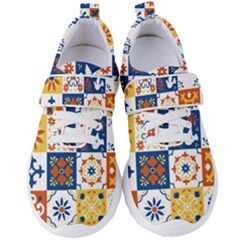 Mexican-talavera-pattern-ceramic-tiles-with-flower-leaves-bird-ornaments-traditional-majolica-style- Women s Velcro Strap Shoes by uniart180623