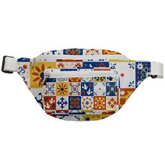 Mexican-talavera-pattern-ceramic-tiles-with-flower-leaves-bird-ornaments-traditional-majolica-style- Fanny Pack by uniart180623