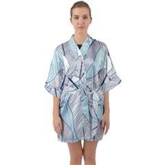 Tropical Flower Seamless Pattern Half Sleeve Satin Kimono  by uniart180623