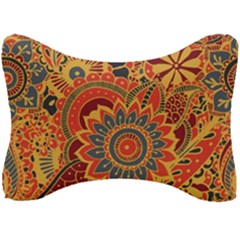 Bright-seamless-pattern-with-paisley-mehndi-elements-hand-drawn-wallpaper-with-floral-traditional Seat Head Rest Cushion by uniart180623