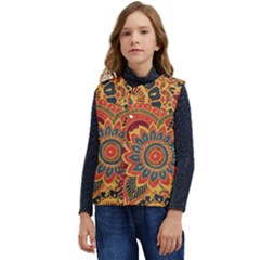 Bright-seamless-pattern-with-paisley-mehndi-elements-hand-drawn-wallpaper-with-floral-traditional Kid s Short Button Up Puffer Vest	 by uniart180623