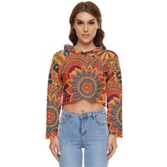 Bright-seamless-pattern-with-paisley-mehndi-elements-hand-drawn-wallpaper-with-floral-traditional Women s Lightweight Cropped Hoodie