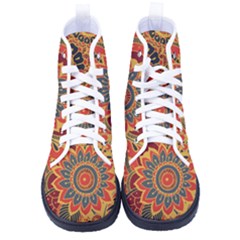 Bright-seamless-pattern-with-paisley-mehndi-elements-hand-drawn-wallpaper-with-floral-traditional Men s High-top Canvas Sneakers