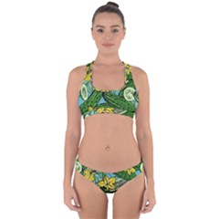 Seamless-pattern-with-cucumber-slice-flower-colorful-hand-drawn-background-with-vegetables-wallpaper Cross Back Hipster Bikini Set by uniart180623