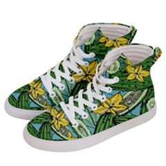 Seamless-pattern-with-cucumber-slice-flower-colorful-hand-drawn-background-with-vegetables-wallpaper Men s Hi-top Skate Sneakers by uniart180623