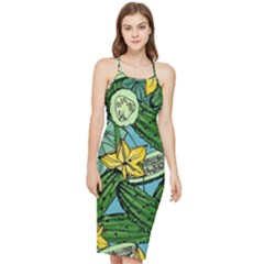 Seamless-pattern-with-cucumber-slice-flower-colorful-hand-drawn-background-with-vegetables-wallpaper Bodycon Cross Back Summer Dress by uniart180623