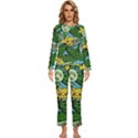 Seamless-pattern-with-cucumber-slice-flower-colorful-hand-drawn-background-with-vegetables-wallpaper Womens  Long Sleeve Lightweight Pajamas Set View1