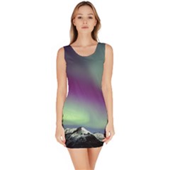 Aurora Stars Sky Mountains Snow Aurora Borealis Bodycon Dress by uniart180623